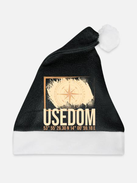 Usedom Koordinaten - Weihnachtsmütze - Schwarz/Weiß