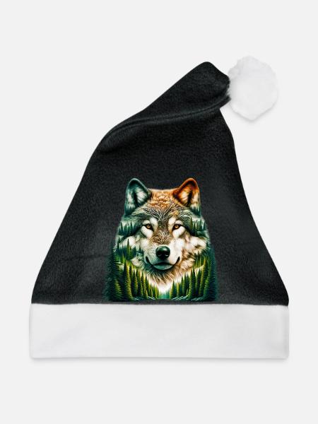 Wolf - Weihnachtsmütze - Schwarz/Weiß