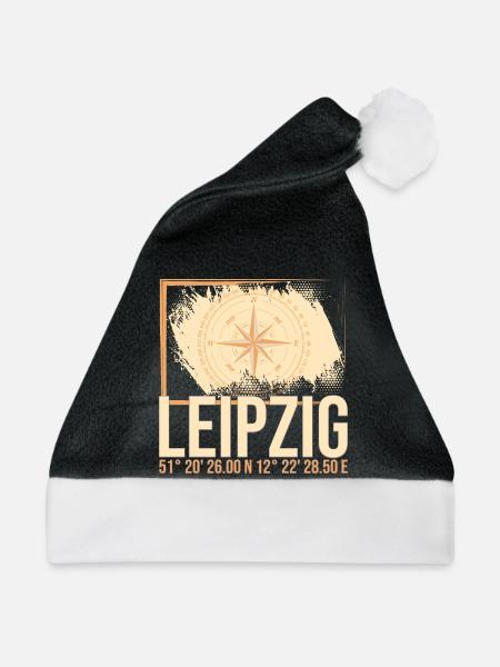 Leipzig Koordinaten - Weihnachtsmütze - Schwarz/Weiß