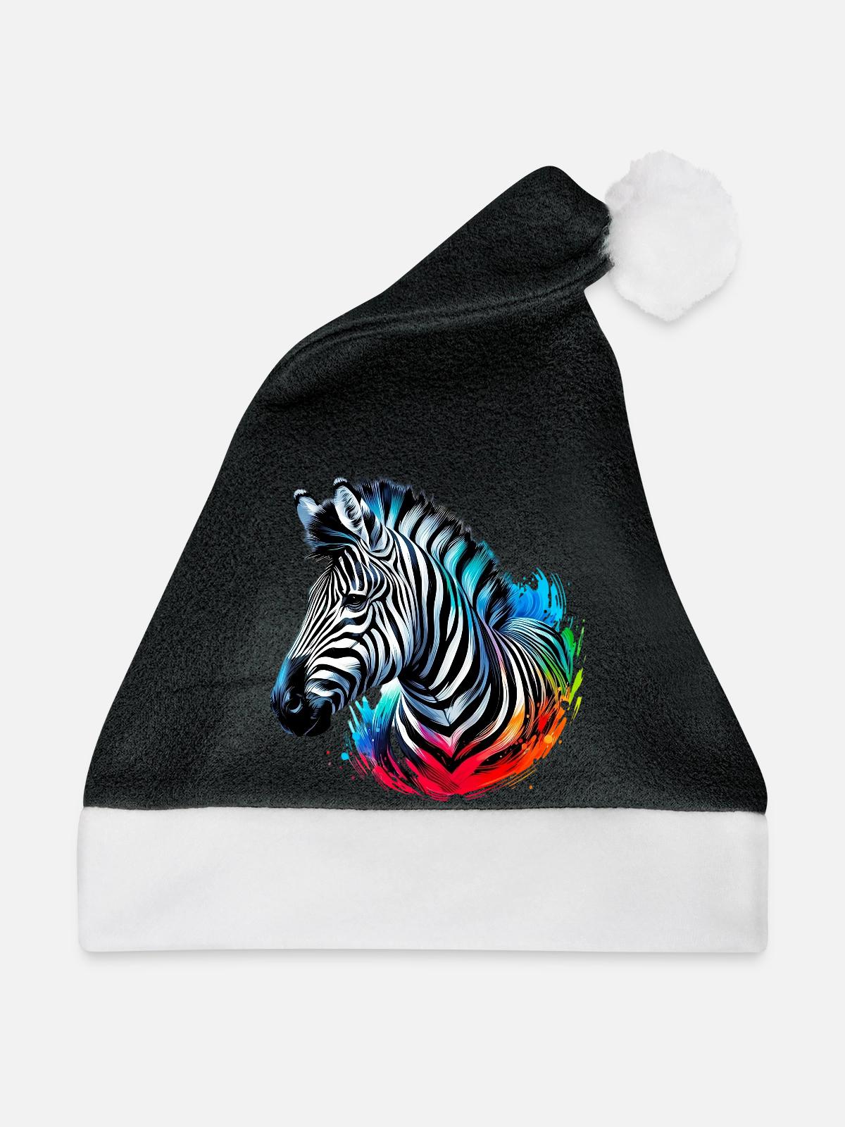Zebra - Weihnachtsmütze - Schwarz/Weiß - Vorne