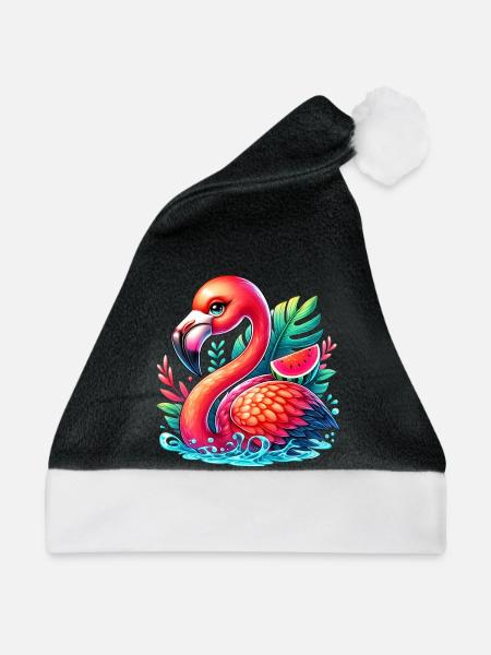 Flamingo - Weihnachtsmütze - Schwarz/Weiß