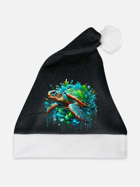 Schildkröte - Weihnachtsmütze - Schwarz/Weiß