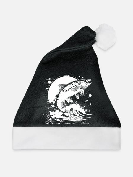 Fischerei Grafik - Weihnachtsmütze - Schwarz/Weiß - Vorne