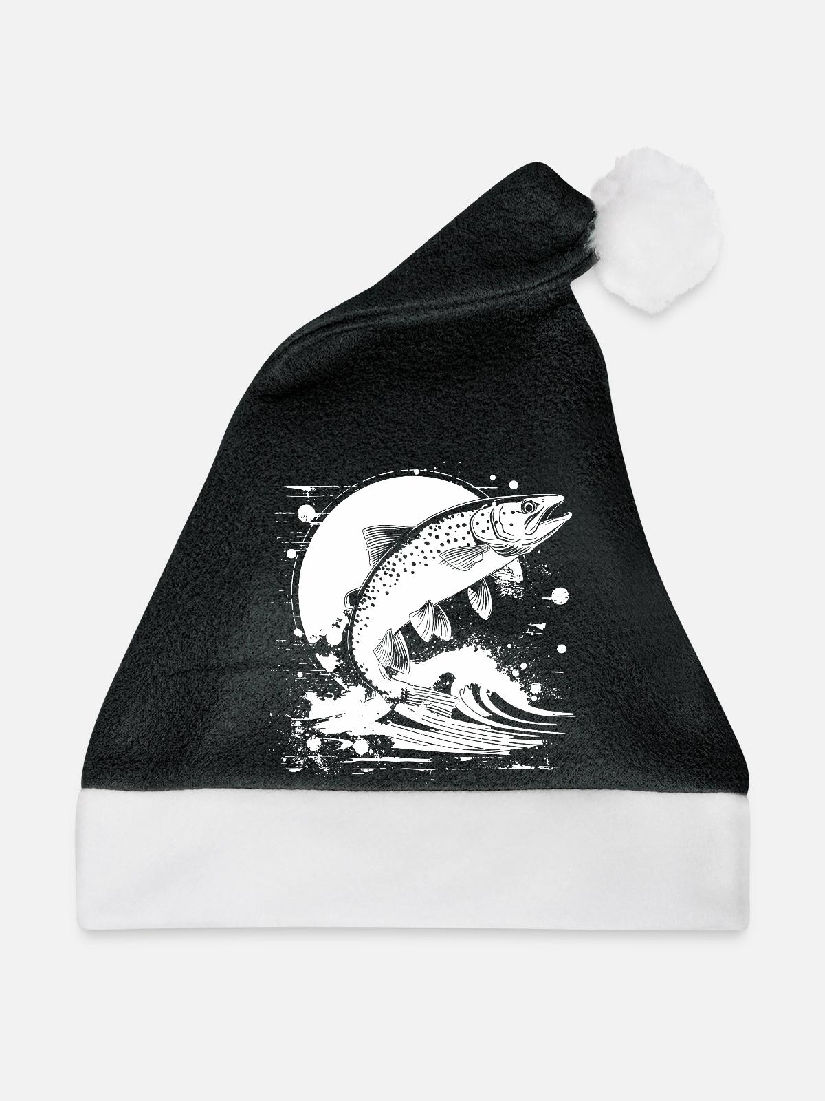 Fischerei Grafik - Weihnachtsmütze - Schwarz/Weiß - Vorne