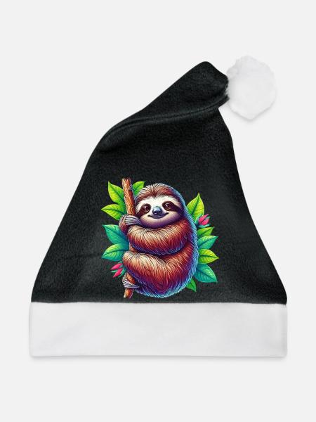 Faultier - Weihnachtsmütze - Schwarz/Weiß