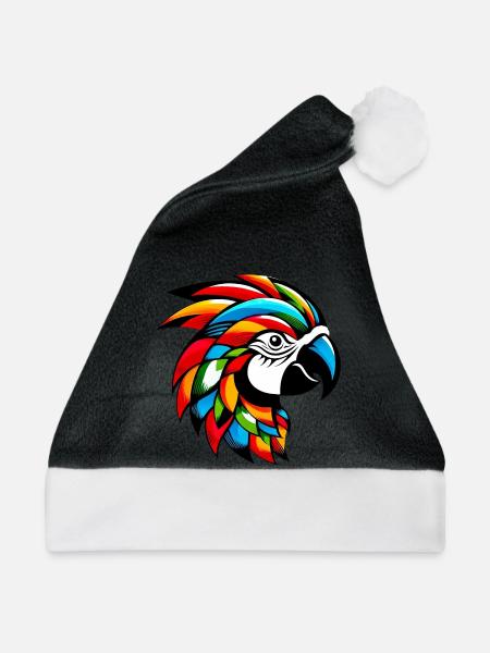 Harlekin Papagei - Weihnachtsmütze - Schwarz/Weiß