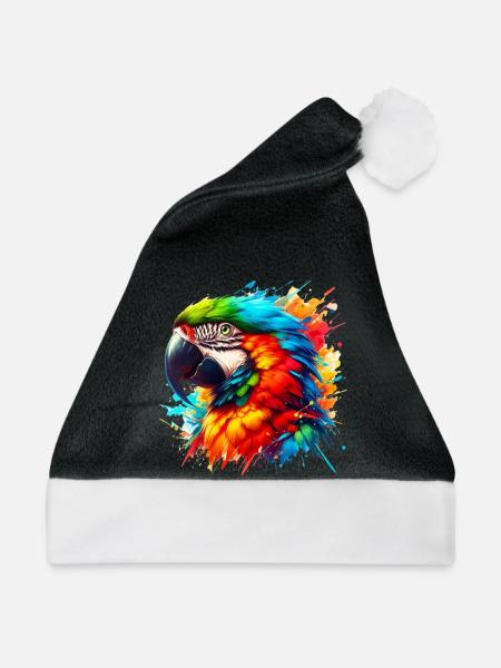Papagei - Weihnachtsmütze - Schwarz/Weiß