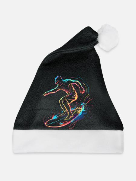 Surfing Boy Retrowave - Weihnachtsmütze - Schwarz/Weiß