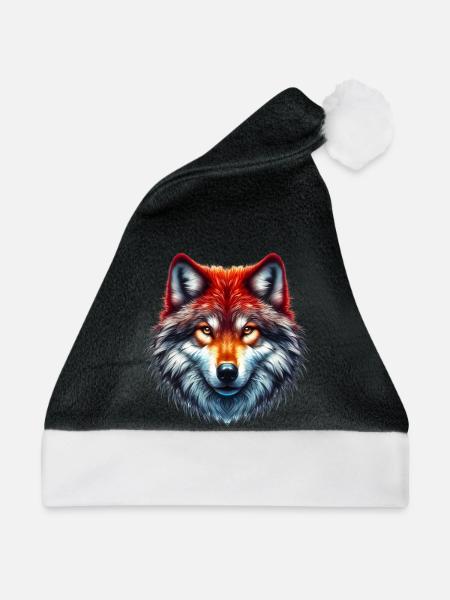 Wolf - Weihnachtsmütze - Schwarz/Weiß