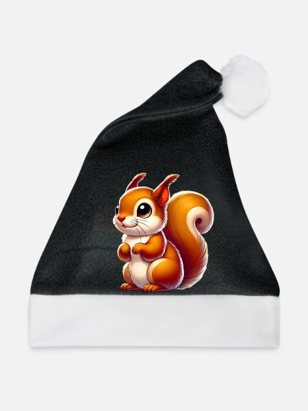 Eichhörnchen - Weihnachtsmütze - Schwarz/Weiß