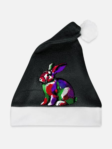 Kaninchen - Weihnachtsmütze - Schwarz/Weiß