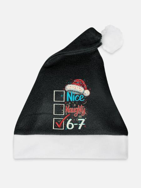 Nice Naughty 6 7 Weihnachten - Weihnachtsmütze - Schwarz/Weiß - Vorne