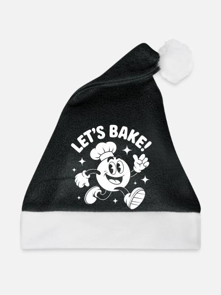 Backen mit fröhlichem Cartoonbäcker - Weihnachtsmütze - Schwarz/Weiß