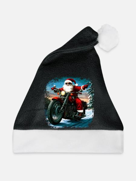 Motorradfahrer Weihnachten - Weihnachtsmütze - Schwarz/Weiß