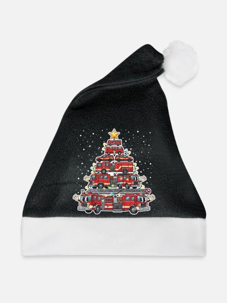 Lustiger Feuerwehrmann Baum Frohe Weihnachten Gesc - Weihnachtsmütze - Schwarz/Weiß
