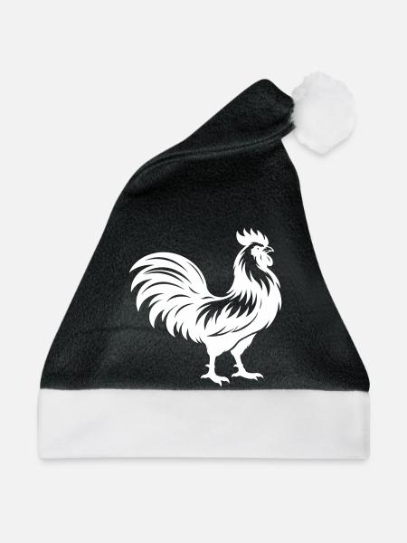 Hahn Silhouette - Weihnachtsmütze - Schwarz/Weiß