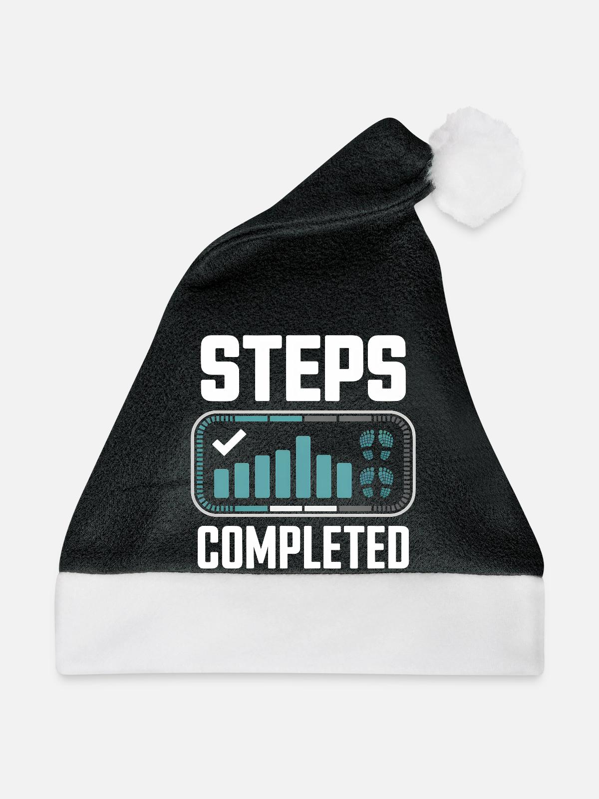 Steps Completed 10000 Schritte - Weihnachtsmütze - Schwarz/Weiß - Vorne