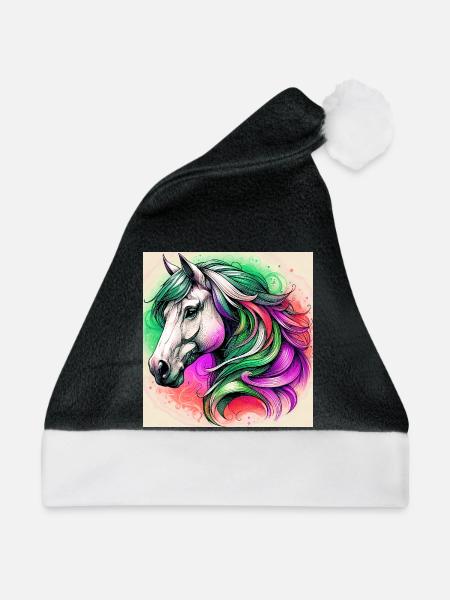 Pferd - Weihnachtsmütze - Schwarz/Weiß