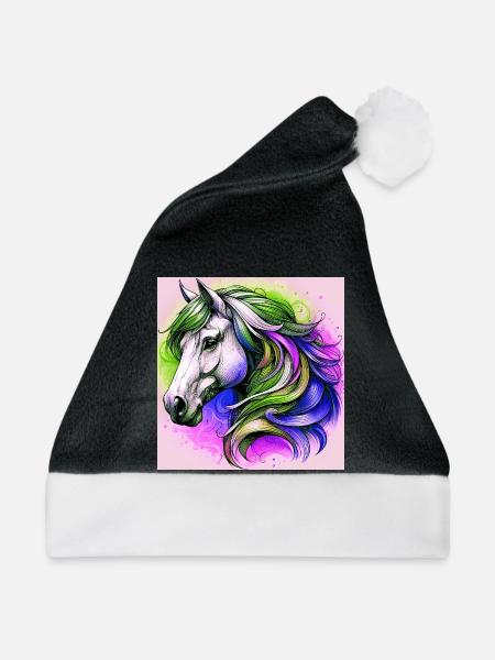 Pferd - Weihnachtsmütze - Schwarz/Weiß