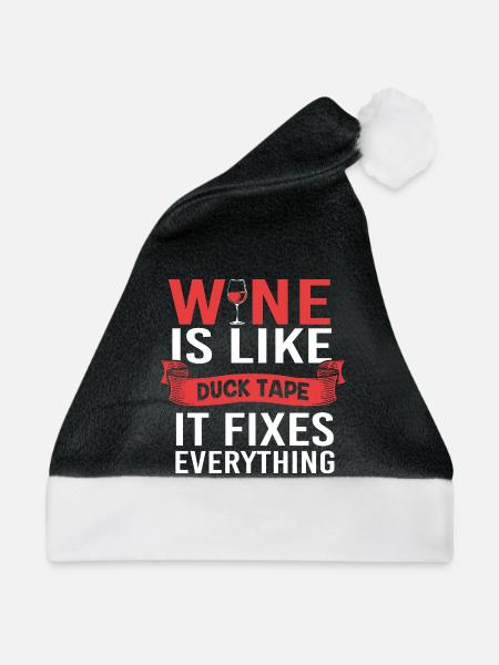 Wein Sommelier Feinschmecker - Weihnachtsmütze - Schwarz/Weiß - Vorne