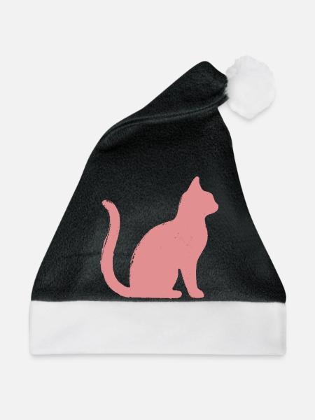 Katze Umriss - Pastell - Weihnachtsmütze - Schwarz/Weiß
