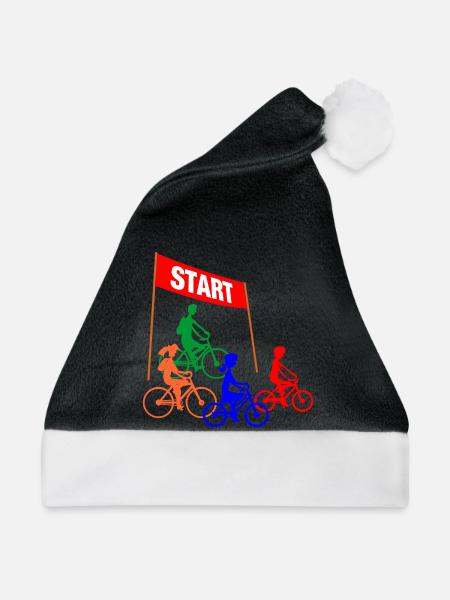 Familien-Radfahrerstart - Weihnachtsmütze - Schwarz/Weiß