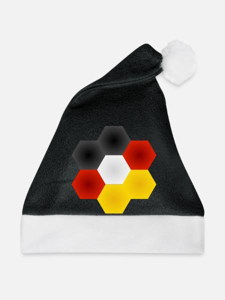 Honigwaben Farbenspiel Deutschlandfahne. - Weihnachtsmütze - Schwarz/Weiß