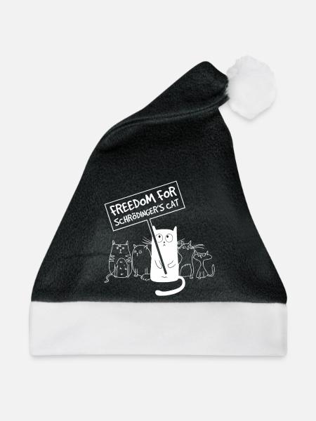 Schrödingers Katze Quantenphysik Nerd Geschenk - Weihnachtsmütze - Schwarz/Weiß - Vorne
