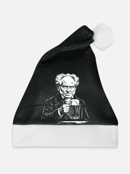 Schopenhauer trinkt Bier-T-Shirt - Weihnachtsmütze - Schwarz/Weiß