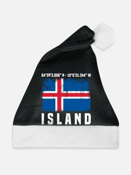 Island Reise - Weihnachtsmütze - Schwarz/Weiß