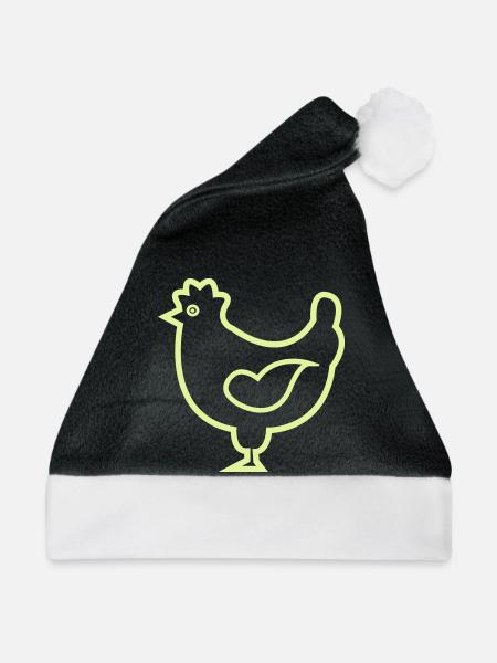 Neon-Kontur Huhn Design - Weihnachtsmütze - Schwarz/Weiß