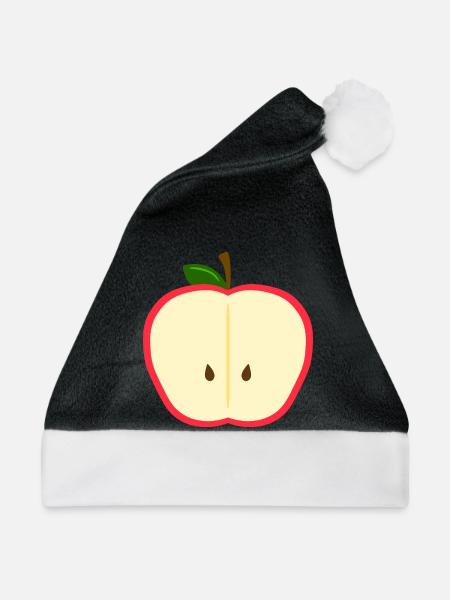 Halb-Apfel-Scheibe Cartoon - Weihnachtsmütze - Schwarz/Weiß