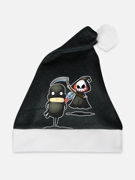 Klau-Klaus und Gevatter Tod - Weihnachtsmütze - Schwarz/Weiß - Vorne