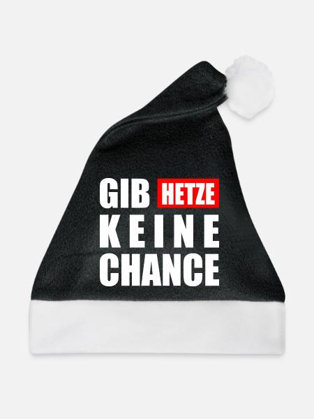 gib hetze keine chance - Weihnachtsmütze - Schwarz/Weiß - Vorne