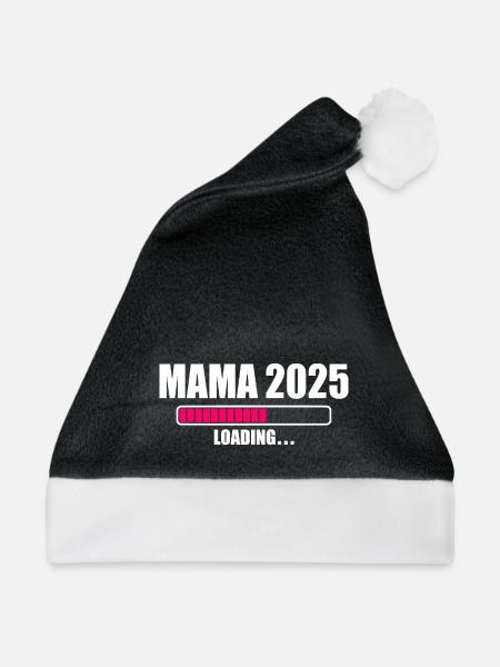 Mama 2025 - Weihnachtsmütze - Schwarz/Weiß - Vorne