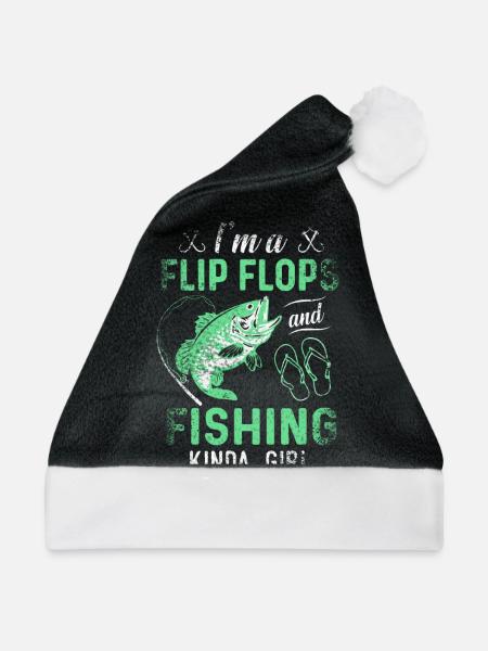 Ich bin ein Flip Flop und Fischer Mädchen - Weihnachtsmütze - Schwarz/Weiß - Vorne
