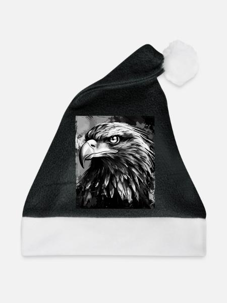 Adler Porträt - Weihnachtsmütze - Schwarz/Weiß
