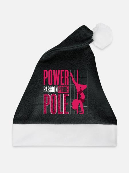Pole Dancing Power Passion Pride Pole Gymnastics - Weihnachtsmütze - Schwarz/Weiß - Vorne