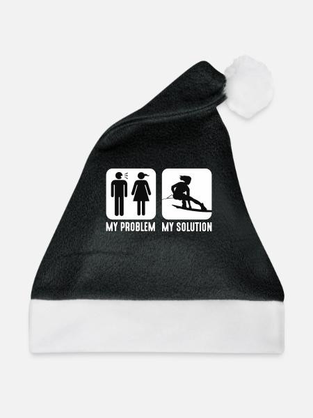 Wakeboarder My Problem My Pictogram Mom Wakeboard - Weihnachtsmütze - Schwarz/Weiß - Vorne