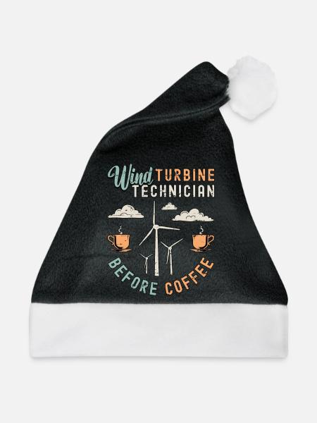 Wind Turbine Technician Before Windmill Coffee - Weihnachtsmütze - Schwarz/Weiß - Vorne