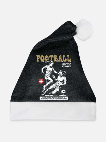 Kampfgeist gezeigt: Schweizer Frauenfußball Shirt - Weihnachtsmütze - Schwarz/Weiß - Vorne