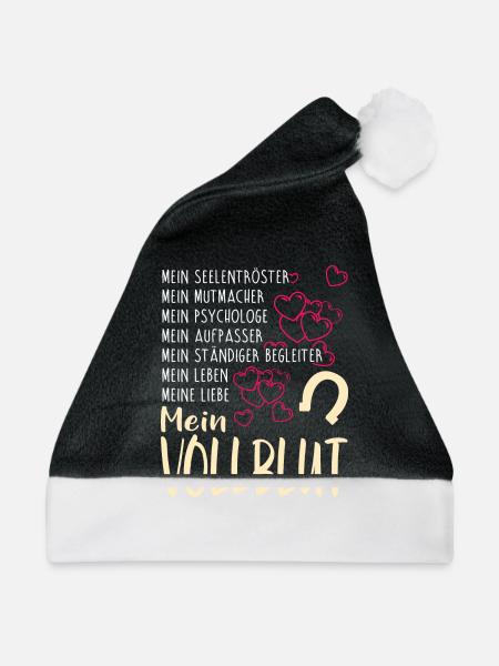 VOLLBLUT - mein - Weihnachtsmütze - Schwarz/Weiß - Vorne