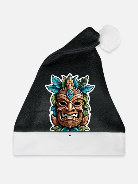 Tiki Beach - Polynesien Statue - Weihnachtsmütze - Schwarz/Weiß