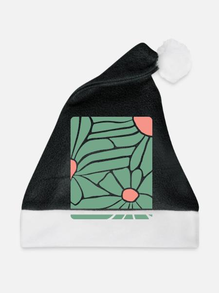 Abstract Floral Boho - Weihnachtsmütze - Schwarz/Weiß