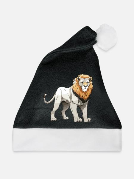 Löwe Tier - Weihnachtsmütze - Schwarz/Weiß