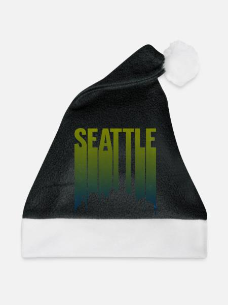 Seattle Skyline Grüngradient - Weihnachtsmütze - Schwarz/Weiß