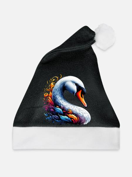 Schwan - Weihnachtsmütze - Schwarz/Weiß