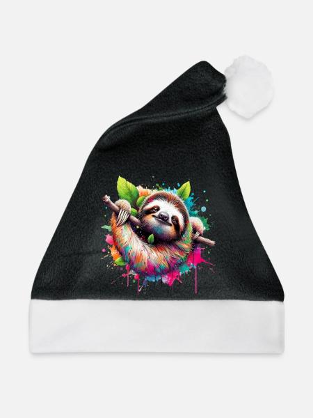 Faultier - Weihnachtsmütze - Schwarz/Weiß