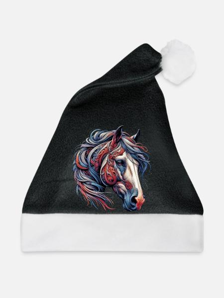 Pferd - Weihnachtsmütze - Schwarz/Weiß