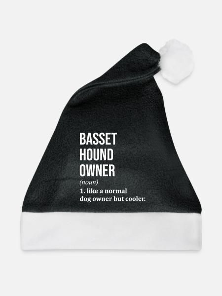 Basset Hound Basset Hound Basset Hound - Weihnachtsmütze - Schwarz/Weiß - Vorne